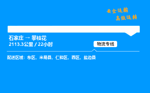 石家莊到攀枝花物流專線-整車運輸/零擔配送-石家莊至攀枝花貨運公司